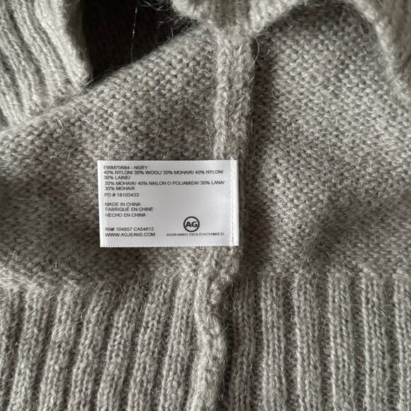 AG Amari Bishop Sleeve Crop Sweater in Net Grey Size L - Picture 8 of 11